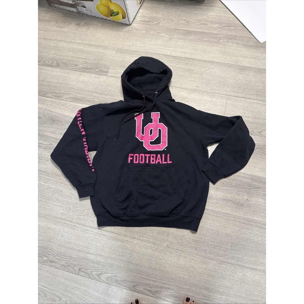 Oregon Ducks Black And Pink Autzen Stadium Hoodie LG